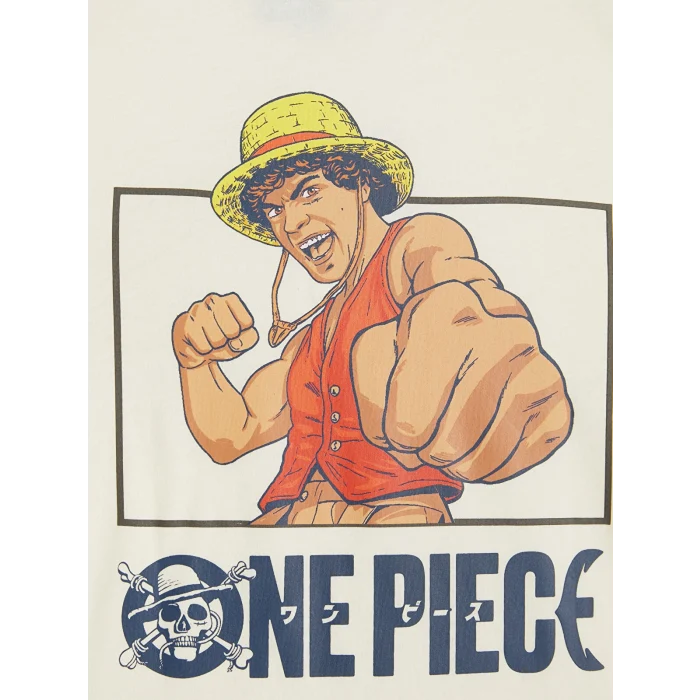LCW Kids Bej Bisiklet Yaka One Piece Baskılı Erkek Çocuk Tişört