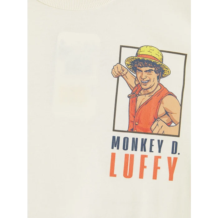 LCW Kids Bej Bisiklet Yaka One Piece Baskılı Erkek Çocuk Tişört