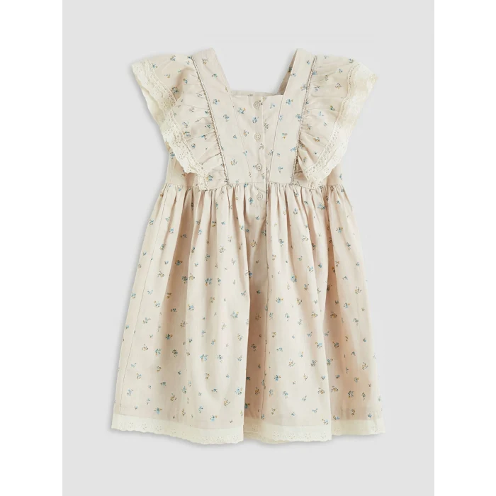 LCW Kids Bej Kız Çocuk Çiçekli Elbise