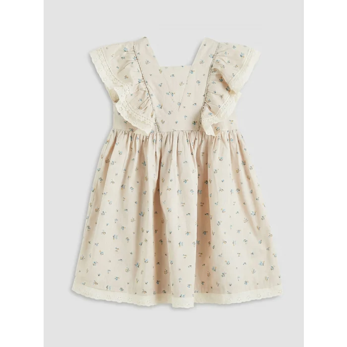 LCW Kids Bej Kız Çocuk Çiçekli Elbise