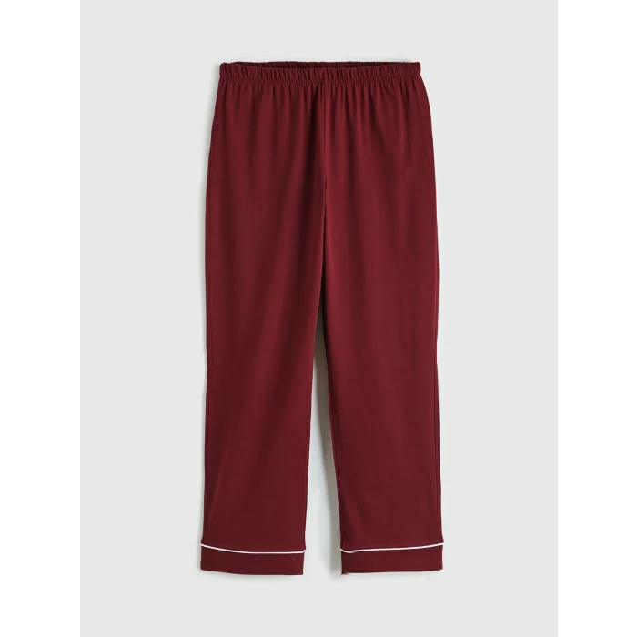 LCW DREAM Bordo Gömlek Yaka Baskılı Kadın Pijama Takımı