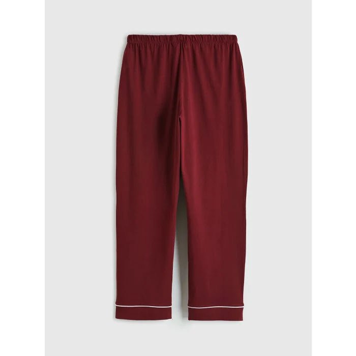 LCW DREAM Bordo Gömlek Yaka Baskılı Kadın Pijama Takımı