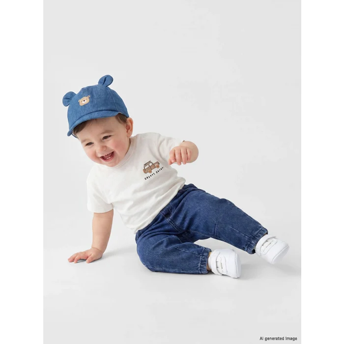 LCW baby Ekru Baskılı Erkek Bebek Takım
