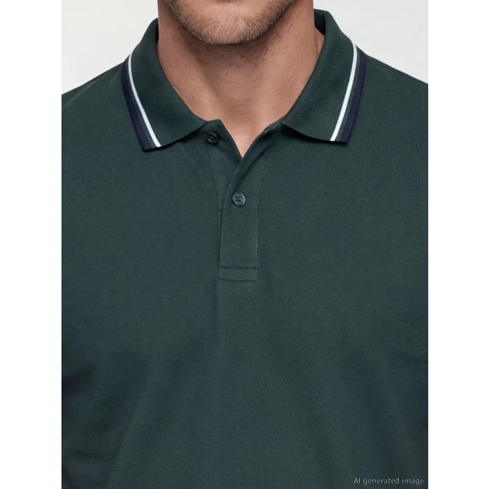 LCWAIKIKI Classic Yeşil Polo Yaka Pike Erkek Tişört