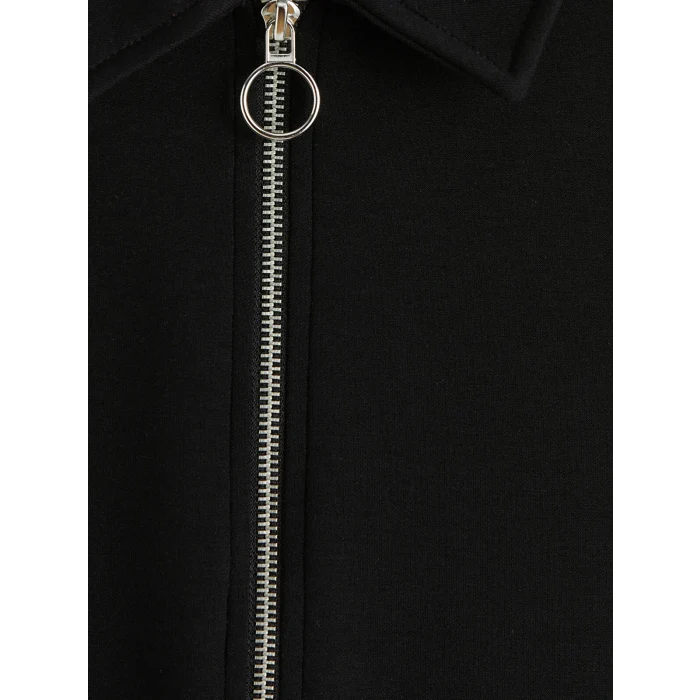 LCW EVERYDAY Siyah Polo Yaka Pike Mini Elbise