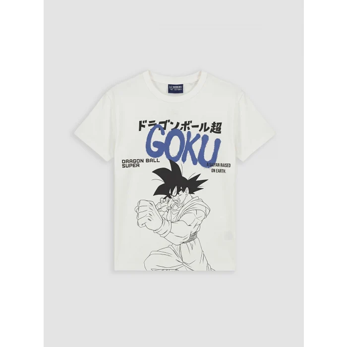 LCW Kids Beyaz Dragon Ball Baskılı Erkek Çocuk Tişört