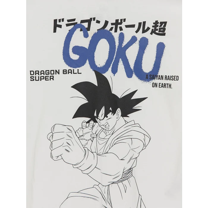 LCW Kids Beyaz Dragon Ball Baskılı Erkek Çocuk Tişört