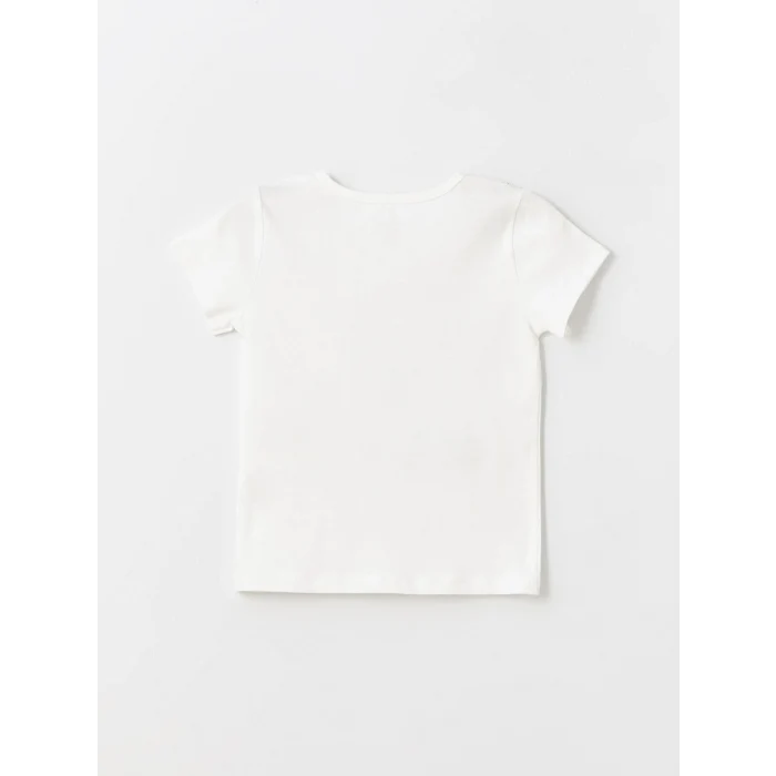 LCW baby Beyaz Bisiklet Yaka Kısa Kollu Baskılı Erkek Bebek Şortlu Pijama Takımı