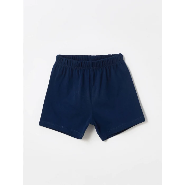 LCW baby Beyaz Bisiklet Yaka Kısa Kollu Baskılı Erkek Bebek Şortlu Pijama Takımı