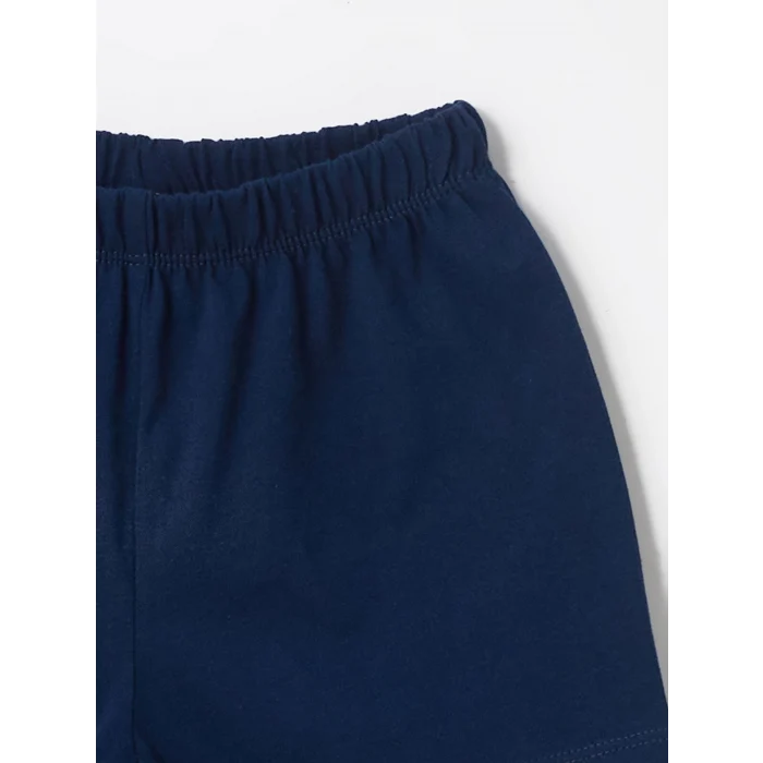 LCW baby Beyaz Bisiklet Yaka Kısa Kollu Baskılı Erkek Bebek Şortlu Pijama Takımı
