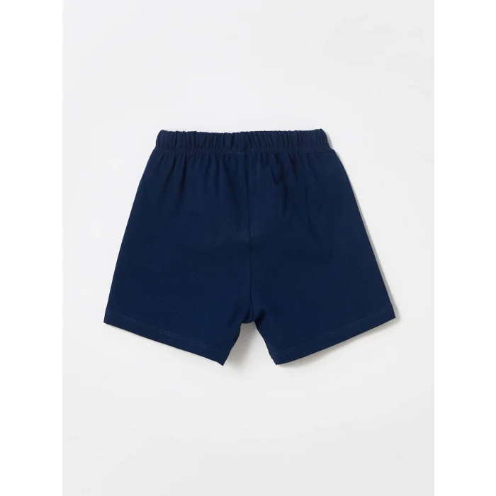LCW baby Beyaz Bisiklet Yaka Kısa Kollu Baskılı Erkek Bebek Şortlu Pijama Takımı