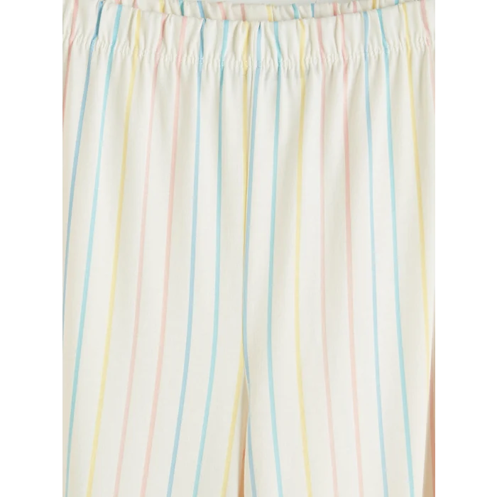 LCW Young Ekru Gömlek Yaka Çizgili Kadın Pijama Takımı