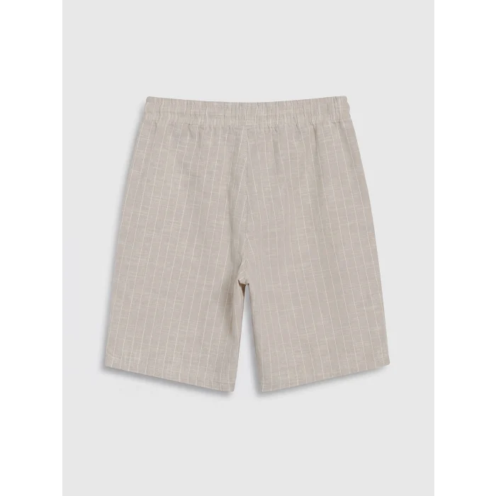 LCW Kids Bej Çizgili Erkek Çocuk Poplin Şort
