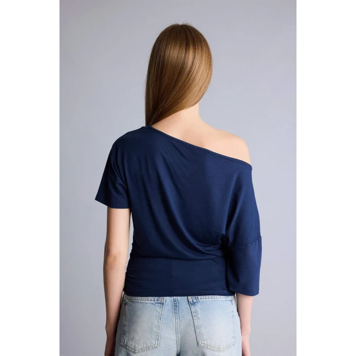 Defacto H7189AXNV241 Lacivert Loose Fıt kısa kollu tişört