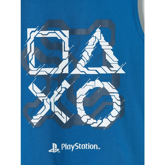 LCW Kids Mavi PlayStation Baskılı Erkek Çocuk Mayo Takımı