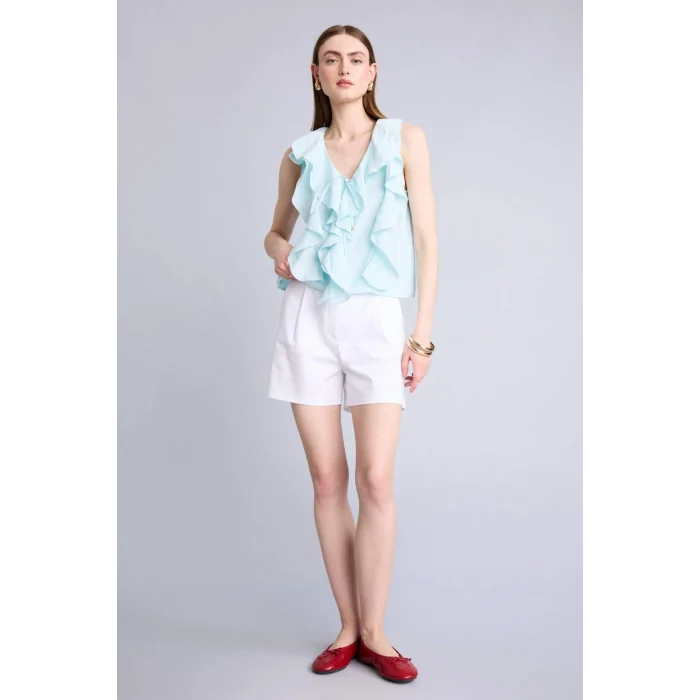 Defacto H3834AXBE495 Mavi Regular Fıt Modal Kolsuz Bluz