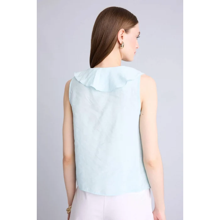Defacto H3834AXBE495 Mavi Regular Fıt Modal Kolsuz Bluz