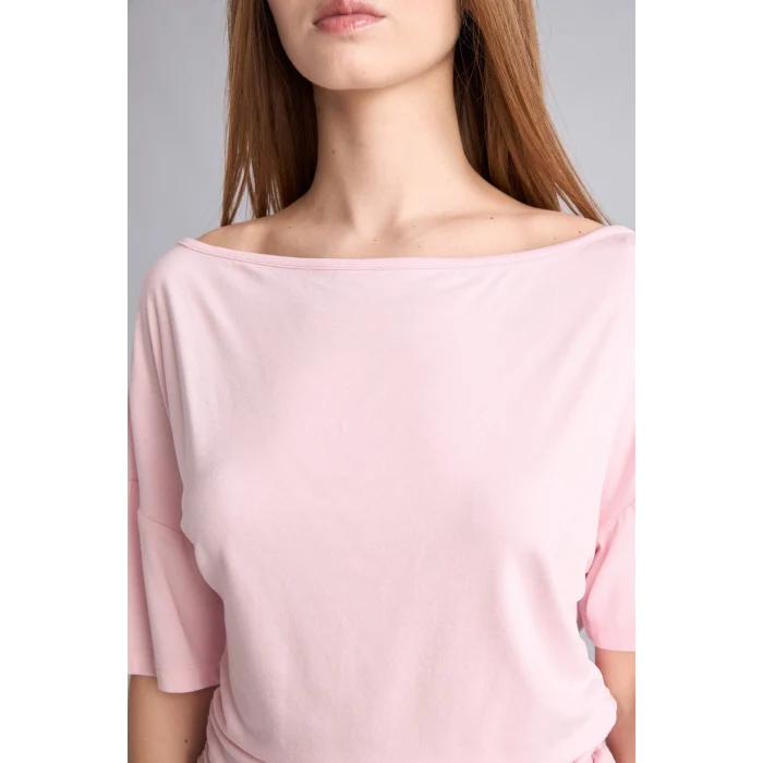 Defacto H7189AXPN74 Pembe Loose Fıt Tek Omuzlu Kısa Kollu Tişört