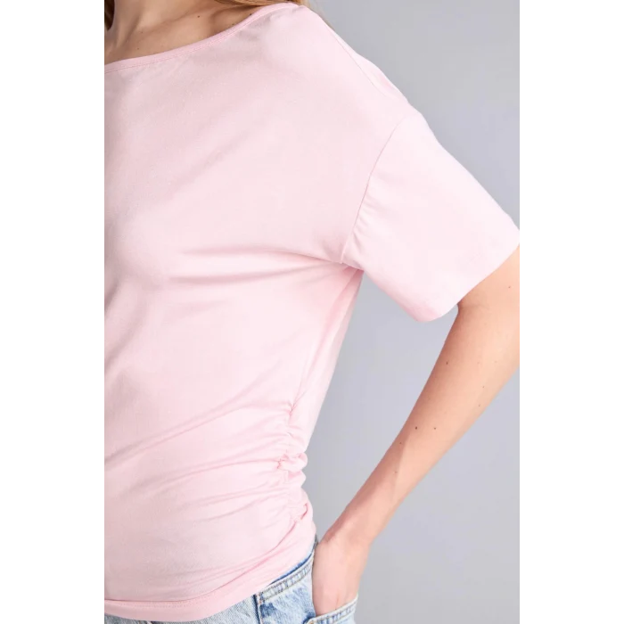 Defacto H7189AXPN74 Pembe Loose Fıt Tek Omuzlu Kısa Kollu Tişört