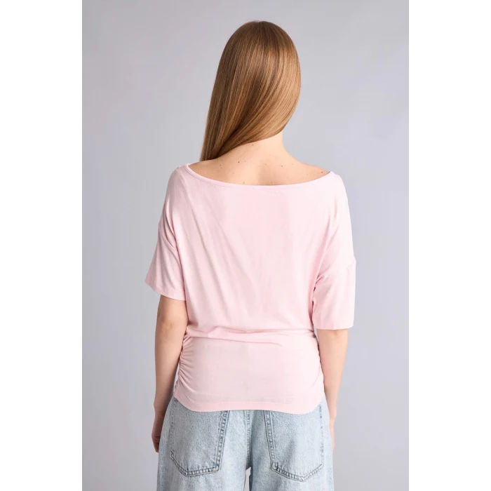 Defacto H7189AXPN74 Pembe Loose Fıt Tek Omuzlu Kısa Kollu Tişört