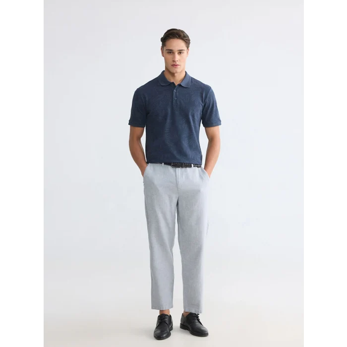 LCWAIKIKI Classic Lacivert Polo Yaka Desenli Pike Erkek Tişört