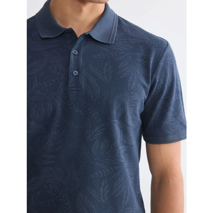 LCWAIKIKI Classic Lacivert Polo Yaka Desenli Pike Erkek Tişört