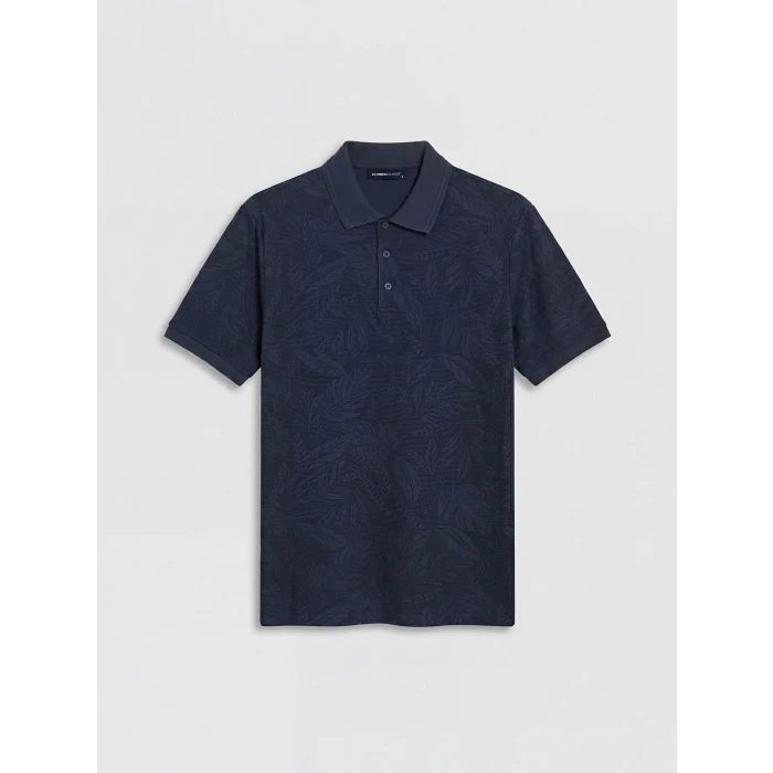 LCWAIKIKI Classic Lacivert Polo Yaka Desenli Pike Erkek Tişört