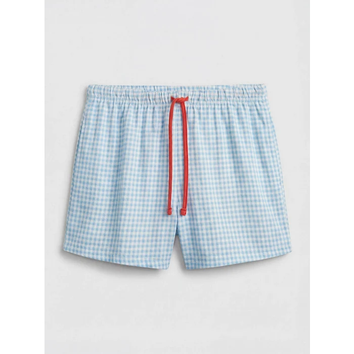 LCW DREAM Mavi Bisiklet Yaka Baskılı Kadın Şortlu Pijama Takımı