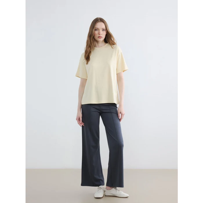 LCW Modest Antrasit Beli Lastikli Soft Touch Kadın Eşofman Altı