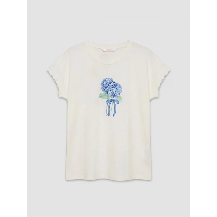 LCW DREAM Ekru Çiçekli Kadın Şortlu Pijama Takımı