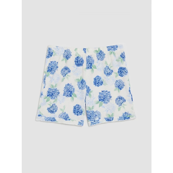 LCW DREAM Ekru Çiçekli Kadın Şortlu Pijama Takımı