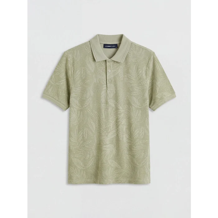 LCWAIKIKI Classic Haki Polo Yaka Desenli Pike Erkek Tişört