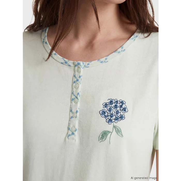 LCW DREAM Yeşil Çiçekli Kadın Pijama Takım