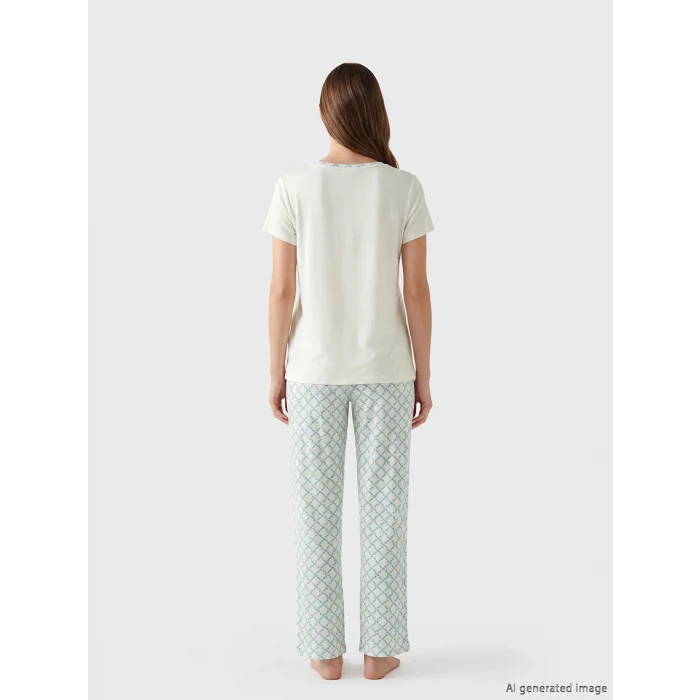LCW DREAM Yeşil Çiçekli Kadın Pijama Takım