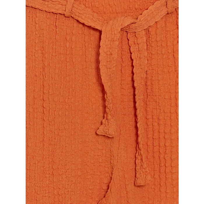 LCW Kids Turuncu Geniş Paça Kız Çocuk Dokulu Pantolon
