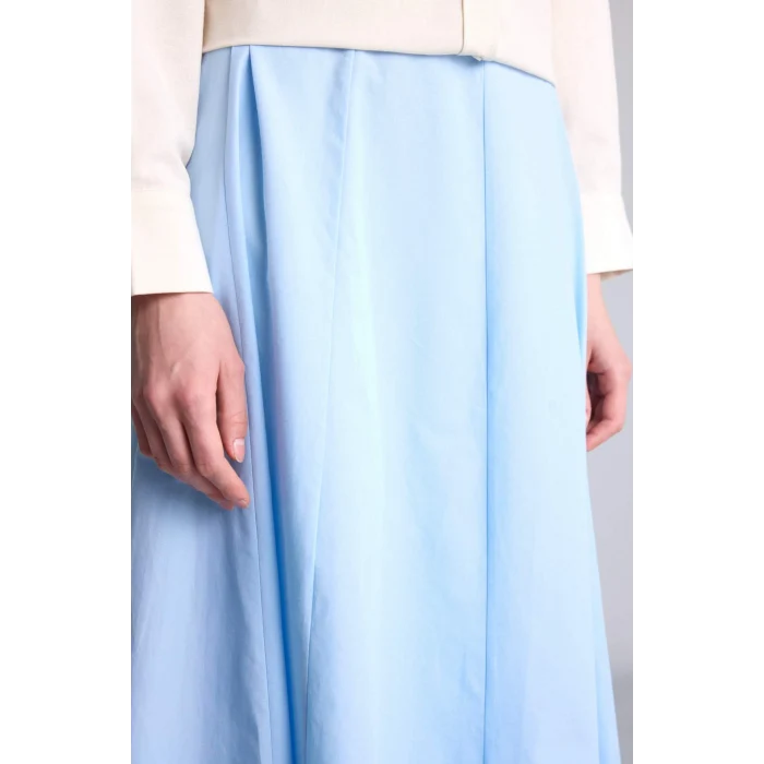 Defacto H1920AXBE745 Mavi A Kesim Poplin Maxi Etek