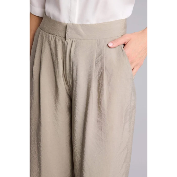 Defacto H1929AXKH341 Haki Wıde Leg Fermuarlı Normal Bel Düz Paça Tencel Pantolon