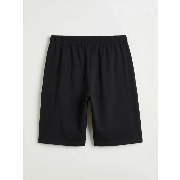 LC WAIKIKI Gri Bisiklet Yaka Teddy Baskılı Erkek Şortlu Pijama Takımı