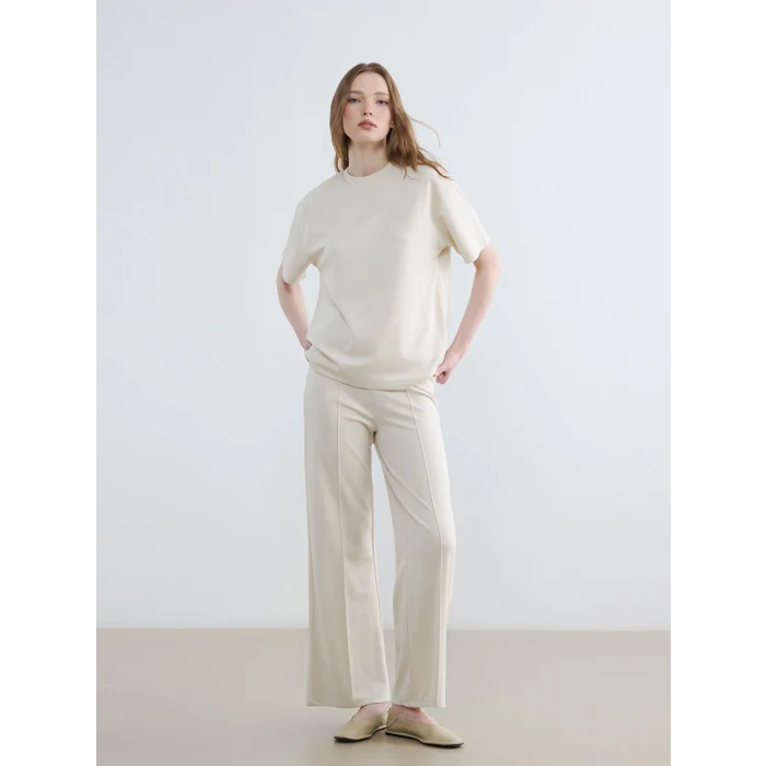 LCW Modest Bej Beli Lastikli Soft Touch Kadın Eşofman Altı