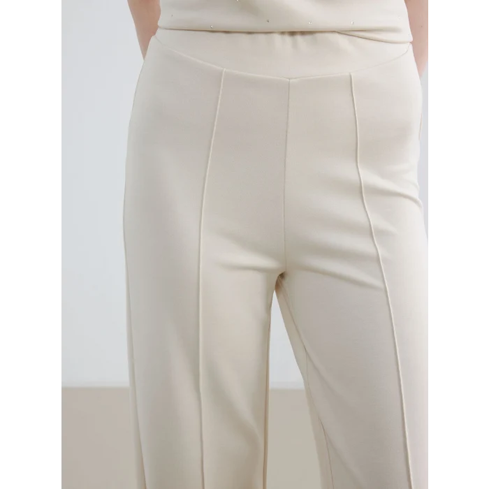 LCW Modest Bej Beli Lastikli Soft Touch Kadın Eşofman Altı