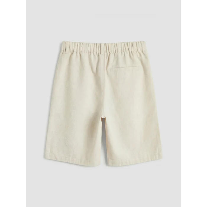LCW Kids Ekru Beli Lastikli Erkek Çocuk Keten Karışımlı Şort