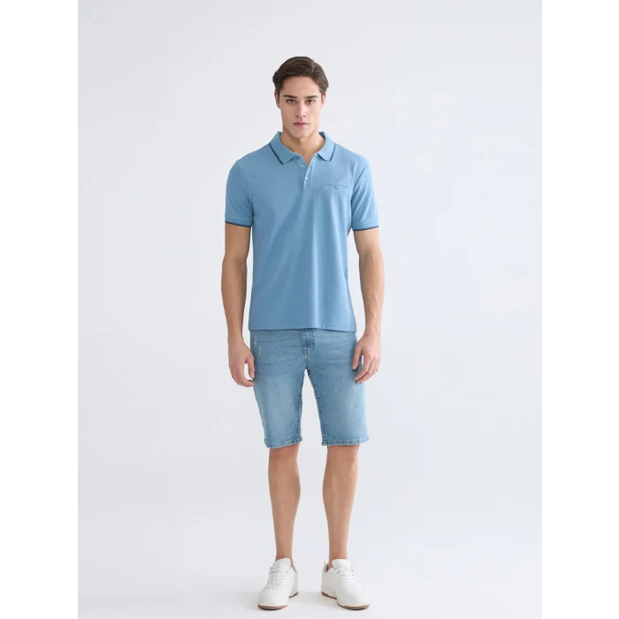 LCWAIKIKI Classic Mavi Polo Yaka Erkek Dokulu Tişört