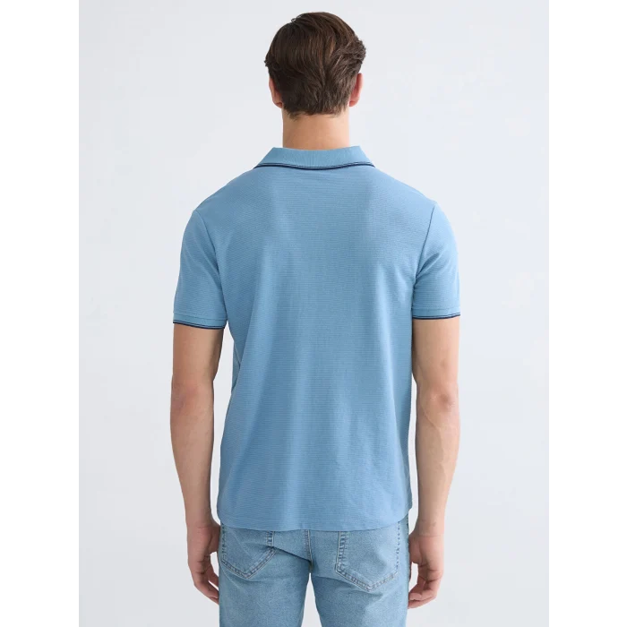LCWAIKIKI Classic Mavi Polo Yaka Erkek Dokulu Tişört