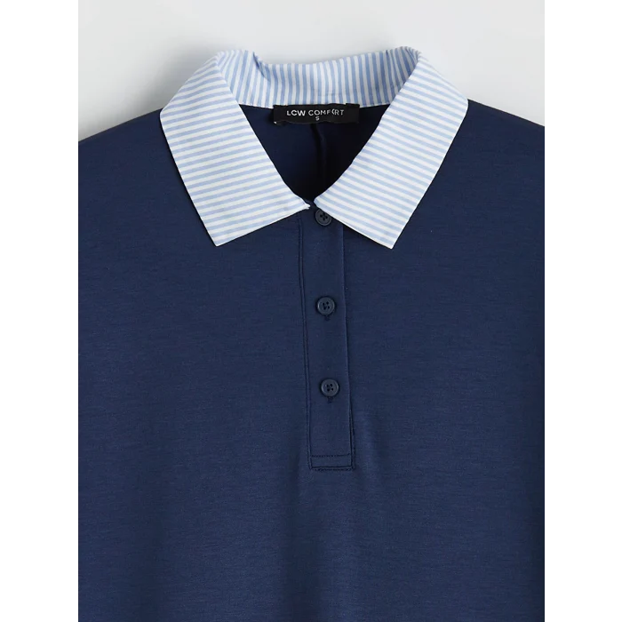 LCW Comfort Lacivert Gömlek Yaka Mini Elbise