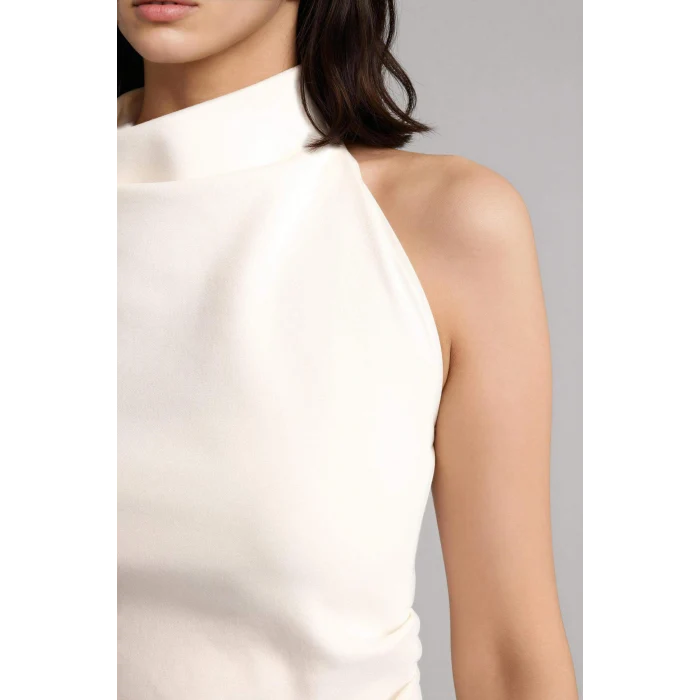 Defacto F8007AXWT16 Beyaz Slım Fıt Halter Yaka Bluz