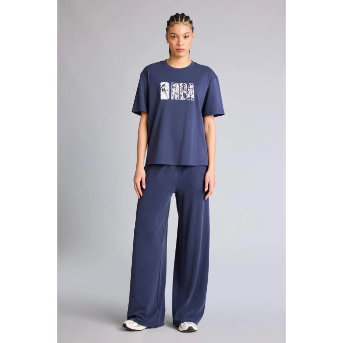 Defacto G9522AXIN275 İndigo NBA Wordmark Relax Fıt Kısa Kollu Tişört