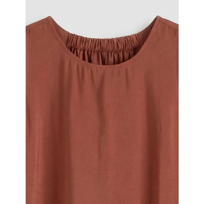 LCW Comfort Turuncu Bisiklet Yaka Modal Karışımlı Elbise