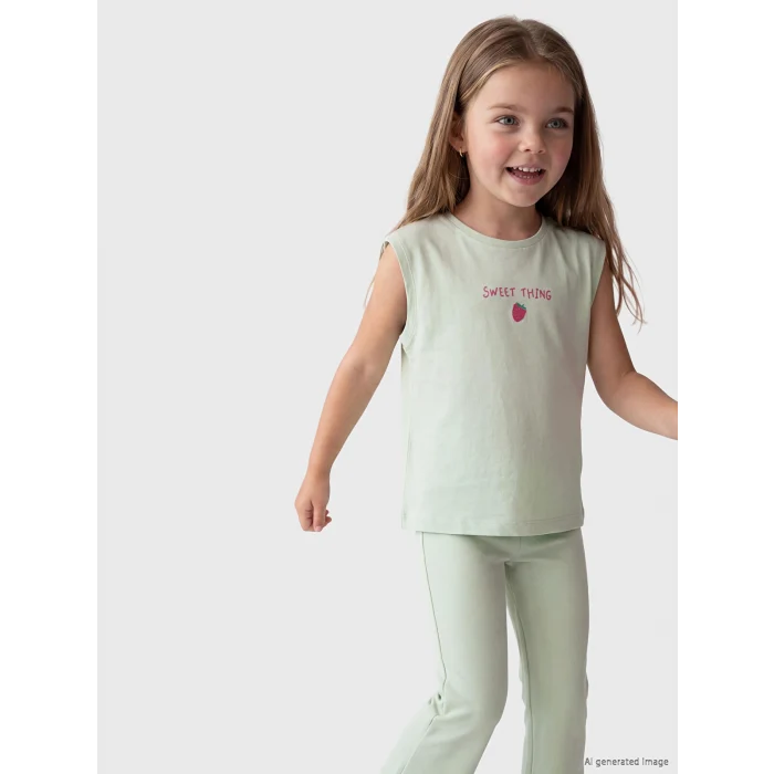 LCW Kids Yeşil Baskılı Kız Çocuk Takım