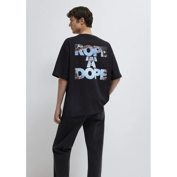 Mavi 0613191-900 Rope a Dope Baskılı Siyah Tişört
