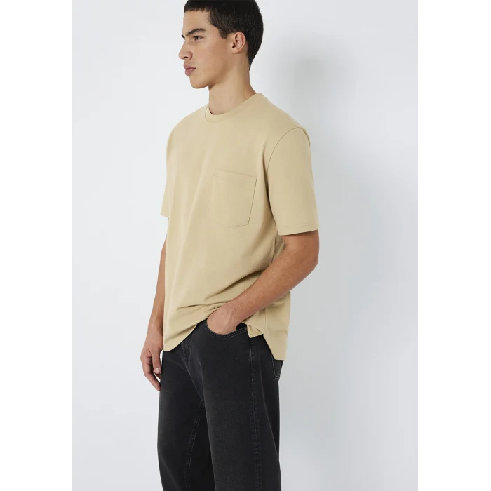Mavi 066248-70204 Cep Detaylı Bej Basic Tişört